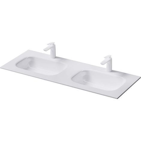 Mai & Mai lave mains blanc 120cm lavabo pour 2 à encastrer en résine double vasque rectangulaire sans trop-plein Col04 120x48x14cm (1/5)