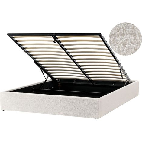 Ottoman Bed without Headboard Boucle DINAN 140 x 200 cm (EU Double) Off-White (1/5)