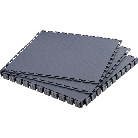 VEVOR Piastrelle per Pavimenti da Garage, Confezione da 8 Piastrelle Modulari a Incastro da 513 x 513 x 5 mm, Tappetini Antiscivolo in PVC con Piastra Diamantata per Officina, Grigio Grafite