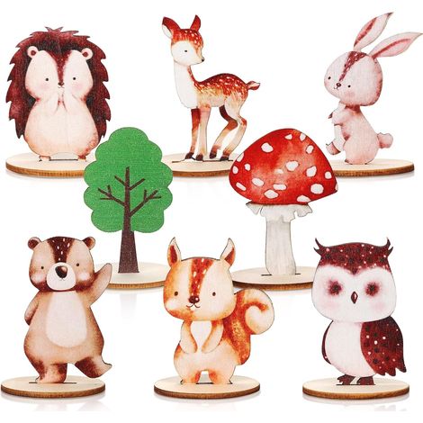 16 Wooden Forest Animals Table Centerpieces with Wooden Base, Cute Animal Table Tops, Jungle Animals Table Decoration for Baby Shower, Birthday Party, Home (1/5)