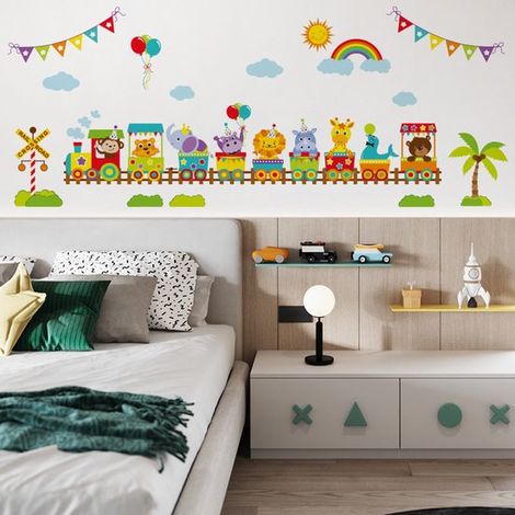 2 adesivi murali con animali della giungla, adesivi murali per camerette, decorazione murale, cameretta dei bambini, cameretta per neonati, adesivi murali con motivi animali bianchi (1/5)