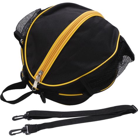 Sac de Basketball en Maille Ronde avec Bordure Jaune, Poche de Rangement Football en Toile Oxford pour Sport en Salle (1/5)