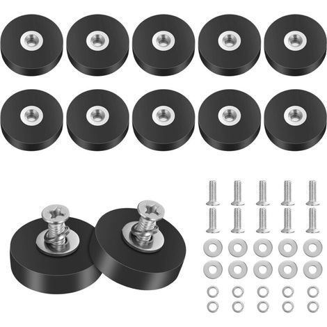 Aimants Ronds en Caoutchouc, 10Pcs Ø22mm Socle de montage magnétique, Aimants en Néodyme Extra Puissants avec M4 Filetant Extérieur Aimants Puissants pour Véhicules,Lampes,Outils de Fixation. (1/5)