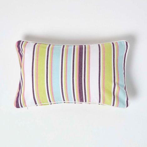HOMESCAPES Housse de coussin en coton à rayures Osaka, 30 x 50 cm
