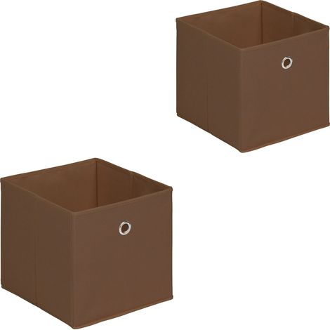 Lot de 2 boîtes de rangement ELA, en tissu brun