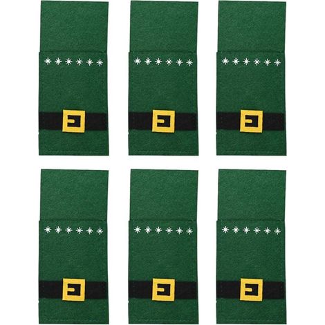 Ensemble de fourchettes de Noël (6 pièces) : porte-couverts, organisateur de vaisselle, décor pour plan de travail, sac à ustensiles festifs (1/5)
