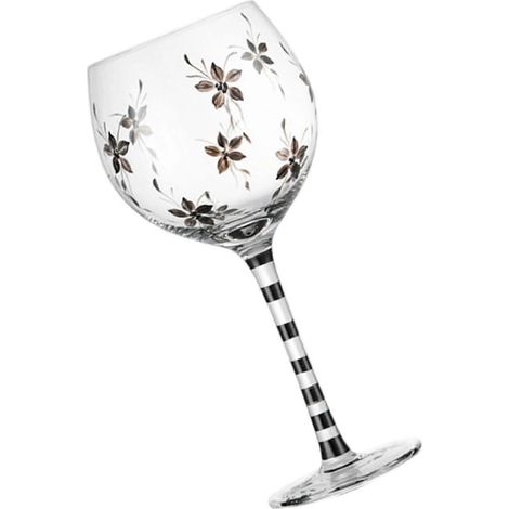 Verre à vin rouge soufflé à la main cristal sans plomb haute transparence peint à la main avec motifs floraux uniques (1/5)