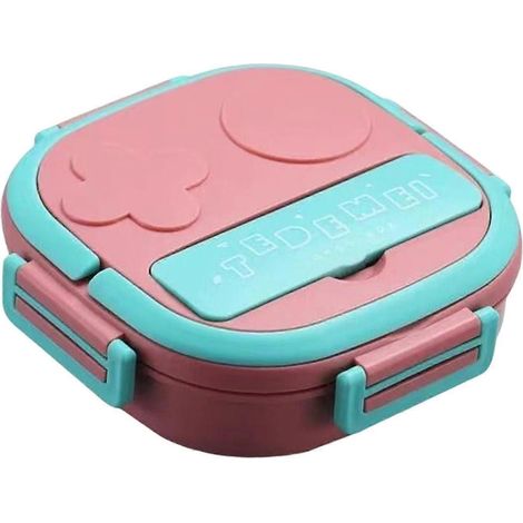 Bento-Isolier-Lunchbox, tragbarer Lunch- und Snackbehälter für Arbeiter, blau-Pink 3 grids (1/5)