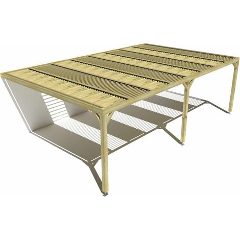 Pergola bois • 8m x 5m • adossée • sens profondeur • lames orientables bioclimatiques incluses • livraison comprise (1/3)