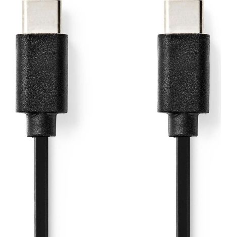 Cable usb usb 20 usb c macho usb c macho 60w 480mbps niquelado 100m redondo pvc negro caja