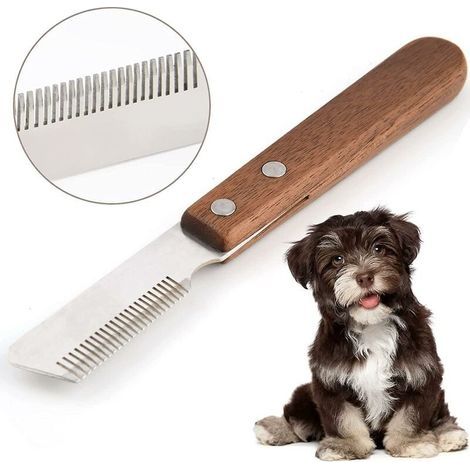 Right-Handed Trimmer Knife, Professional Dog Stripping Knife with Ergonomic Wooden Handle (1/4)