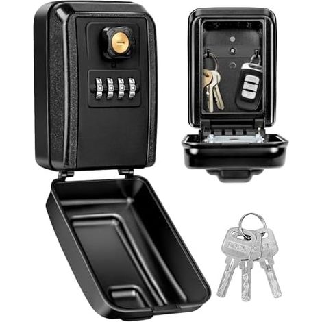 Secure Outdoor Key Box, Large Waterproof and Rustproof Secure Key Box, Wall-Mounted Key Holder with 4-Digit Combination Lock for Home, Garage, School, Airbnb (1/5)