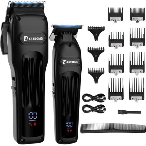 Men's Hair Clipper with LED Screen, Ultra-Powerful Motor, Rechargeable Precision Finish Trimmer Kit with Guide Comb (1/5)