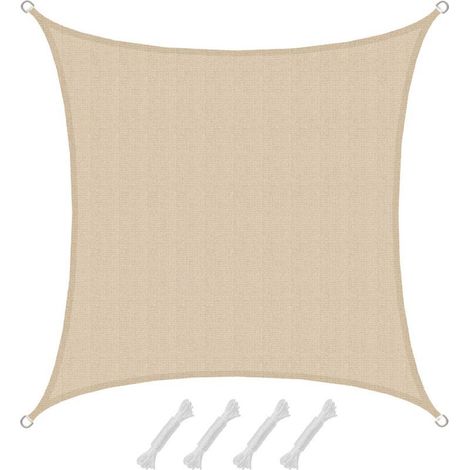 Voile d'ombrage UV 2x2 m HDPE carré – Protection solaire 80% UV – Résistant à la déchirure – Perméable à l'air et à l'eau – Amanka (1/5)