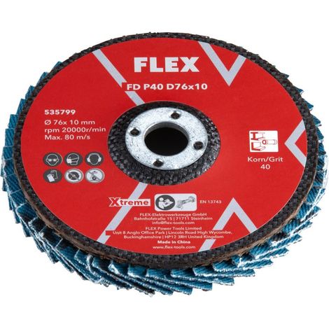 Flex Fächerschleifscheibe FD P40 D76x10 VE3 für LBE 76 12-EC & 18-EC