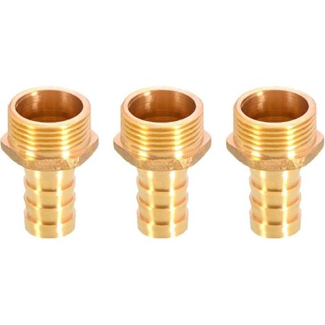 Ensemble de 3 raccords de tuyau en laiton avec bride pour connecteur de coupleur 16 mm à filetage mâle BSP de 3/4 pouces - Adaptateur de tuyau (1/4)