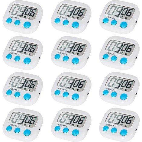 Digitaler Küchentimer, Kochtimer, großes Display, starke Magnetrückseite, lauter Alarm, Countdown-Timer für Backübungen für Kinder, 12er-Pack (1/5)