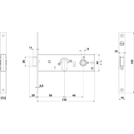 Serratura Meccanica da Fascia 870 E58 1 MAND.FR.16 Int. Yale 48 mm