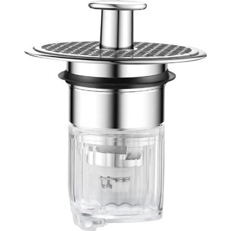 Bouchon vidange lavabo, argenté, bouton-poussoir, pour bonde (1/5)