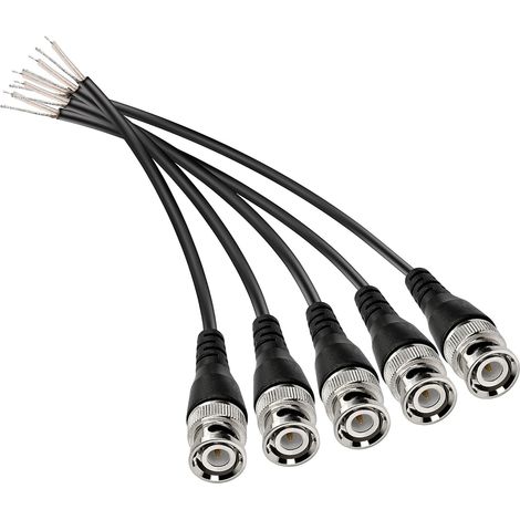 5 Connecteur BNC, Câble 20cm Cuivre, Fiche Mâle Q9, Pour Caméra CCTV (1/5)