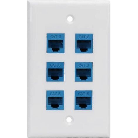 Plaque murale Ethernet Cat 6 à 6 ports, prise femelle (1/5)