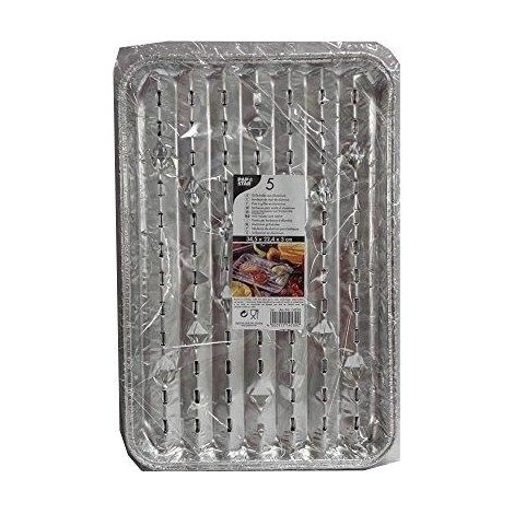 Bandeja para parrilla aluminio papstar desechable 34x23 cm 5 piezas