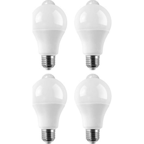 Lot de 4 ampoules LED E27 avec détecteur de mouvement PIR, 9 W (1/5)