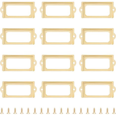 20pcs Cadre Étiquette Porte Étiquettes Doré 33mm Cadre Porte-Étiquettes Métal Cadre Étiquette de Nom pour Tiroir Armoire Porte Étiquettes avec Vis pour Bureau Bibliothèque Étagères Tiroir (1/5)