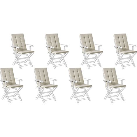 Set di 8 cuscini per sedile/schienale per sedie da esterno con lacci tortora Maui