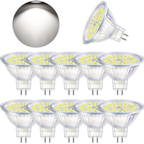 Ampoule LED GU5.3 Blanc Froid 6000K, MR16 LED 12V 5W Equivalent à 50W Halogène, Ampoules LED Spot Non Dimmable, Lot de 10 (1/5)