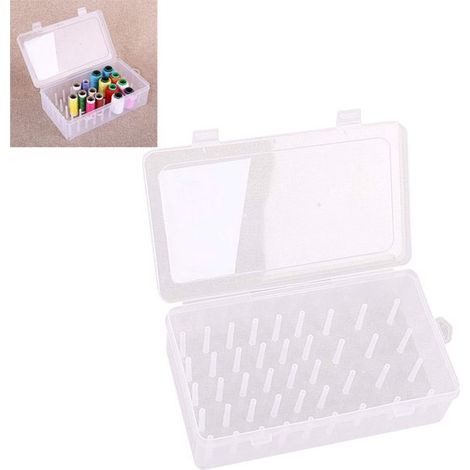 Scatola portaoggetti, scatola per cucito, scatola per filo da cucito, organizer per accessori da cucito, trasparente, 23,713,76,6 cm (1/5)