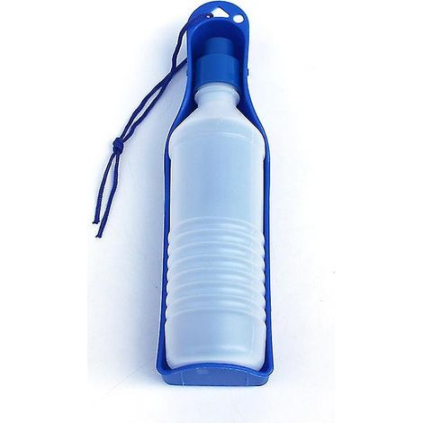 500 ml blaue, faltbare Kunststoff-Wasserflasche mit integriertem Becher (1/3)