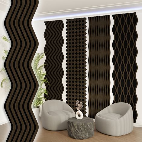 AKUSTIKO Akustikpaneele Shaped 280x30cm MDF Holz Wandpaneele Lamellen XXL Holzpaneel Echtholzfunier 21mm Filz: Chevron, 1 Paneel (1/5)