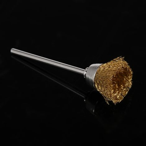 Cepillo de limpieza para brocas, fabricado en alambre de cobre (para uso en manicura/odontología).