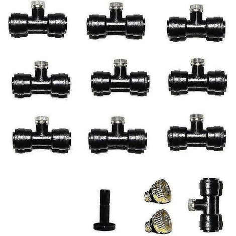 Water Brass Misting Nozzle,outdoor 1/4" Slip-lok Mist System Nozzle, Greenhouse Fan Misting Tee Kit For Cooling System (10nozzle+10seat) f54 2025 (1/5)