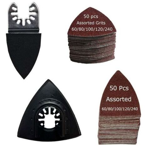102 pièces Papier de verre multi-outils For Fein, Multimaster, Makita, Bosch, Rockwell, Sonicrafter, Worx (1/5)