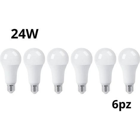6 Pezzi Lampadina Led 24W Luce Calda E27 A65L Bulbo Bianco Opaco (1/5)