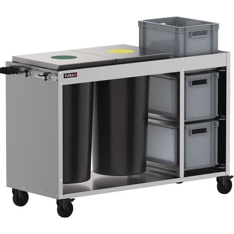FLORA Reinigungswagen 2 Tonnen á 60 l, 3 KistenStahl (1/2)