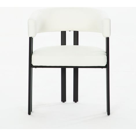 Chaise de salle à manger moderne – chaise tonneau rembourrée en similicuir avec accoudoirs et dossier cintré intégré – chaise métallique pour cuisine, salon et restaurant (1/5)