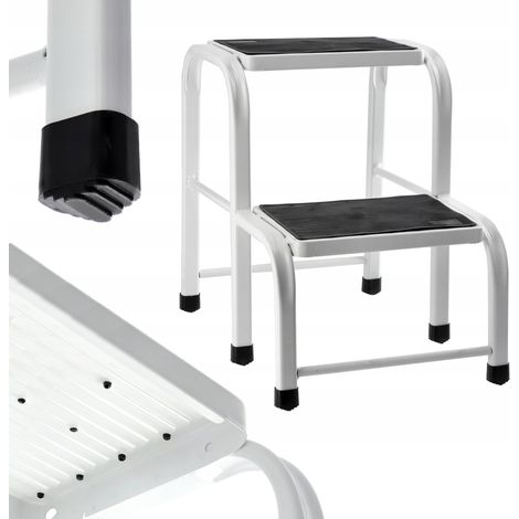 KADAX Tritthocker aus Stahl, Haushaltsleiter bis zu 150 kg, 2 Stufige