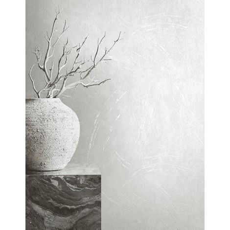 Papier peint blanc brillant aspect béton structure moderne look industriel pour salon, chambre à coucher, cuisine, 10,05 x 0,53 m (1/5)