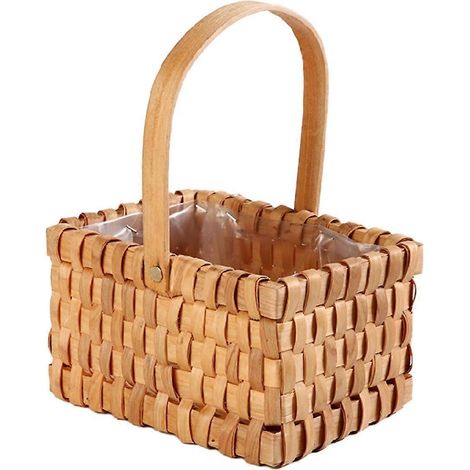 Handgewebter Blumenkorb, Picknickkorb, Aufbewahrungskorb aus Holz