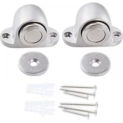 (2 pezzi) Fermaporta magnetici Fermaporta in acciaio inossidabile con viti montate per uso domestico, scolastico o in ufficio, argento (1/5)