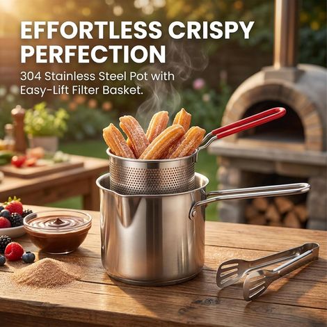 Friteuse Multifonction en Acier Inoxydable 304 Avec Panier à Tamis (1/5)