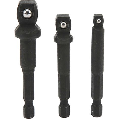 Jeu de 3 adaptateurs pour clés à douille (1/2 pouce, 3/8 pouce, 1/4 pouce, tige hexagonale) en acier au chrome-vanadium (1/4)