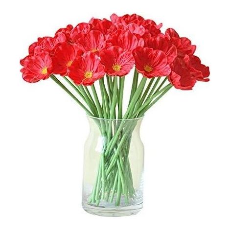 10Pcs Coquelicots Artificiels Rouge en Soie de Coquelicot Artificiel Coquelicots Sauvages Artificiels Fausses Fleurs Artificielles au Toucher Réaliste pour Intérieur Extérieur Décor d'automne (1/3)
