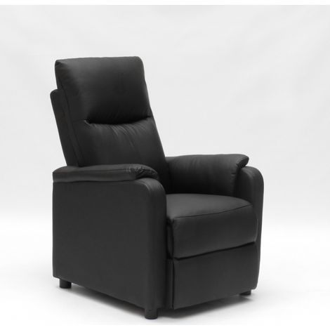 Poltrona Relax Reclinabile con Poggiapiedi in Similpelle Giulia - Nero