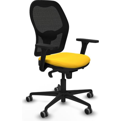 Jorquera sincro malla negra similpiel amarillo brazos 3D base nailon ruedas 65mm engomada (1/5)