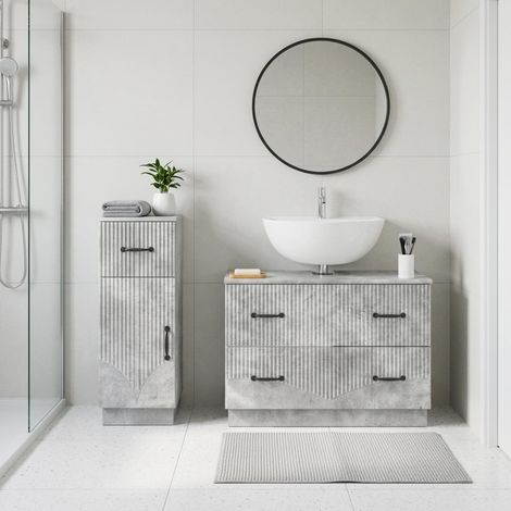 vidaXL 2 Piece Bathroom Cabinet Set HOORN Concrete Grey (1/5)