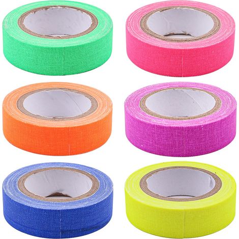 Lot de 6 Scotch Fluorescent Deco Fluo UV Scotch de Couleur Néon Ruban pour Soiree Fluo Décoration de Fête 5m x 15mm (1/5)